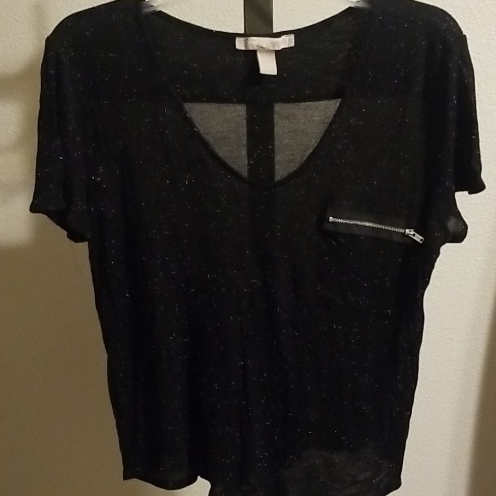 Black tee with zipper pocket